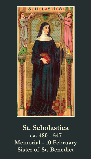 St. Scholastica Prayer Card